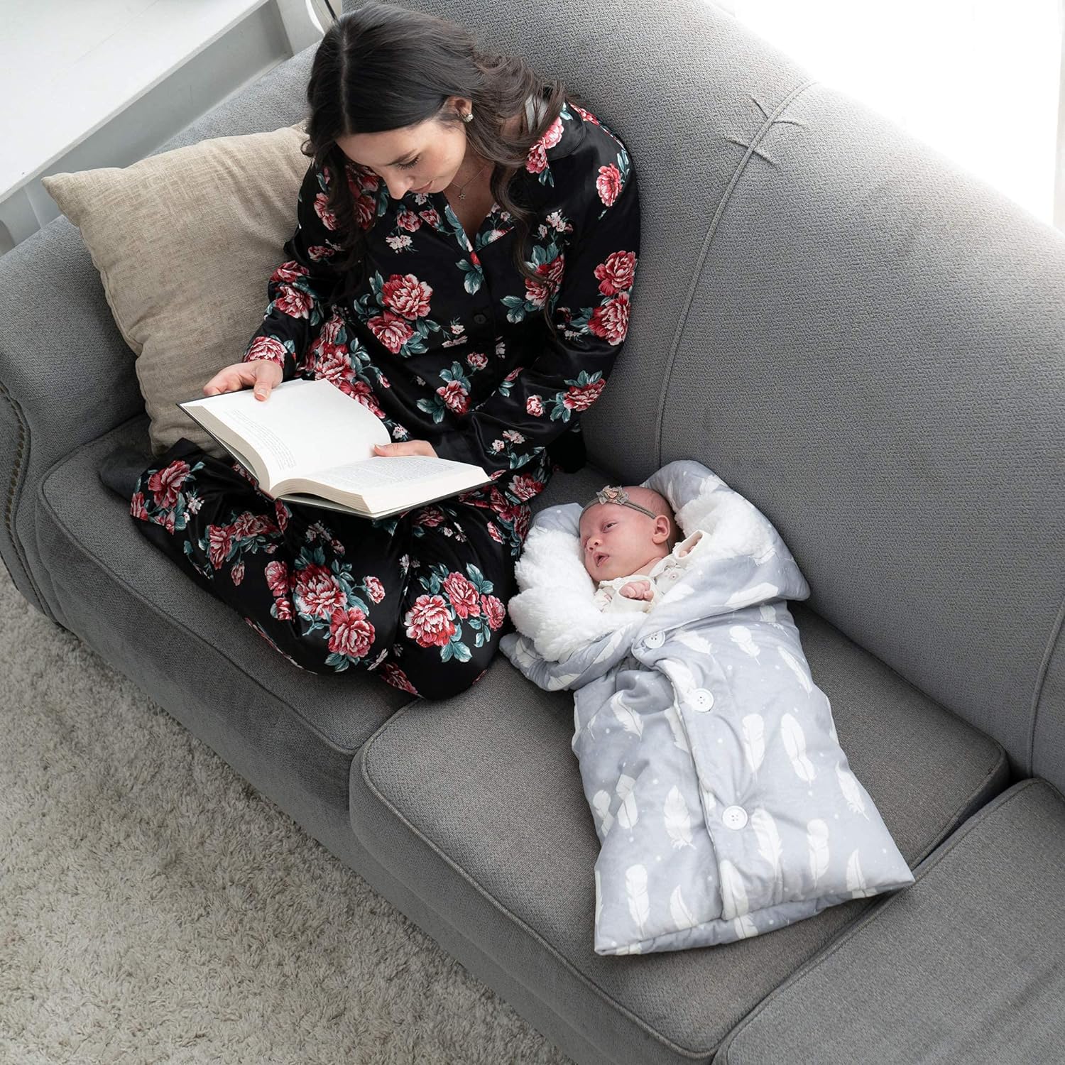 Snuggle Baby Swaddle Blanket for Boy or Girl - Premium Plush Newborn Swaddle Sleep Sack - Soft Fleece Baby Sleeping Bag - Stroller Infant Swaddle Wrap - Boho Feathers - Image 4